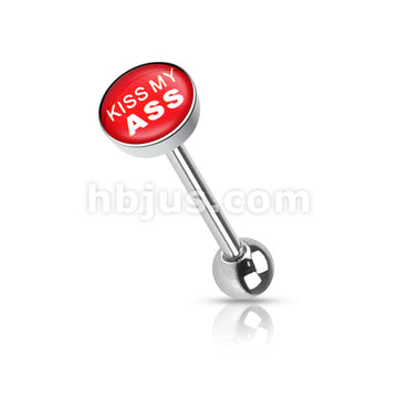Clear Epoxy Covered BadWords Inlaid Top 316L Surgical Steel Barbell... - Image 8