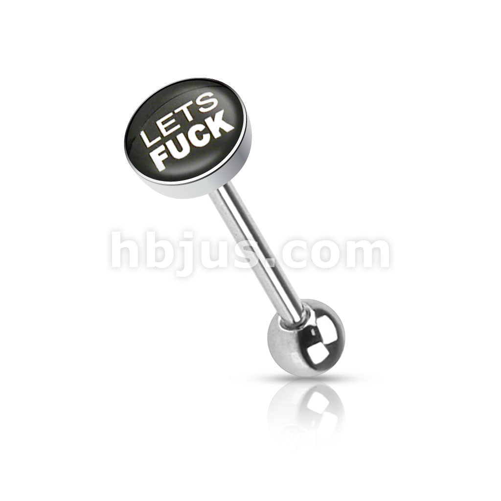 Clear Epoxy Covered BadWords Inlaid Top 316L Surgical Steel Barbell... - Image 9
