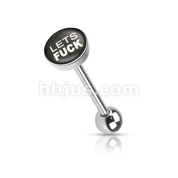 Clear Epoxy Covered BadWords Inlaid Top 316L Surgical Steel Barbell... - Image 9