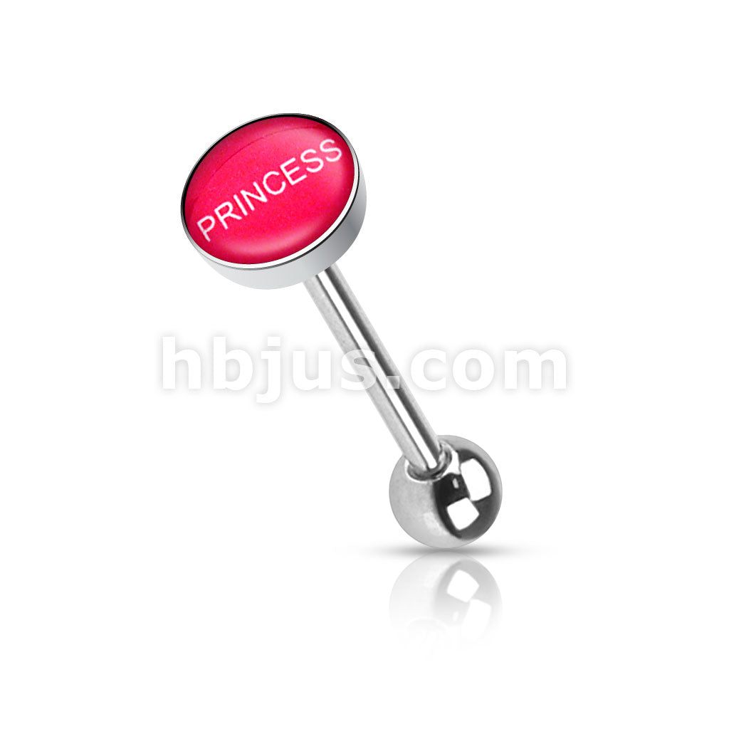 Clear Epoxy Covered Words Inlaid Top 316L Surgical Steel Barbell Tongue... - Image 8
