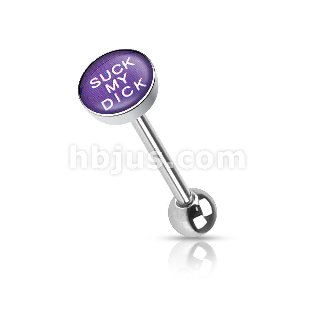 Clear Epoxy Covered BadWords Inlaid Top 316L Surgical Steel Barbell... - Image 13