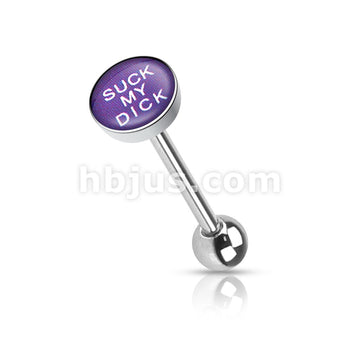 Clear Epoxy Covered BadWords Inlaid Top 316L Surgical Steel Barbell... - Image 13