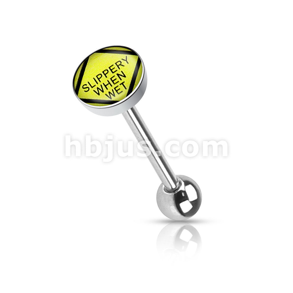 Clear Epoxy Covered Words Inlaid Top 316L Surgical Steel Barbell Tongue... - Image 10