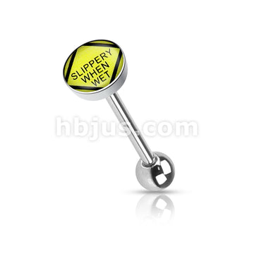 Clear Epoxy Covered Words Inlaid Top 316L Surgical Steel Barbell Tongue... - Image 10