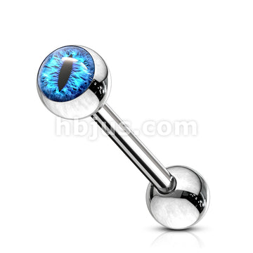 Snake Eye Inlaid Ball 316L Surgical Steel Barbells - Image 3