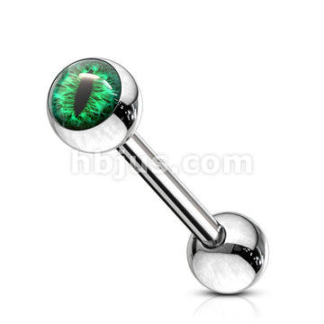 Snake Eye Inlaid Ball 316L Surgical Steel Barbells - Image 4