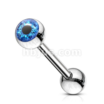 Eyeball Inlaid 316L Surgical Steel Barbell Tongue Rings - Image 3