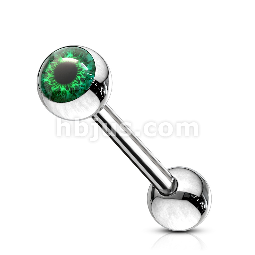 Eyeball Inlaid 316L Surgical Steel Barbell Tongue Rings - Image 4