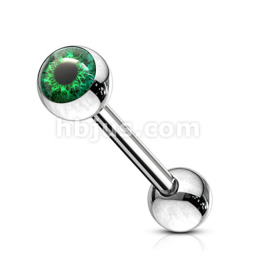 Eyeball Inlaid 316L Surgical Steel Barbell Tongue Rings - Image 4