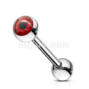 Eyeball Inlaid 316L Surgical Steel Barbell Tongue Rings - Image 5
