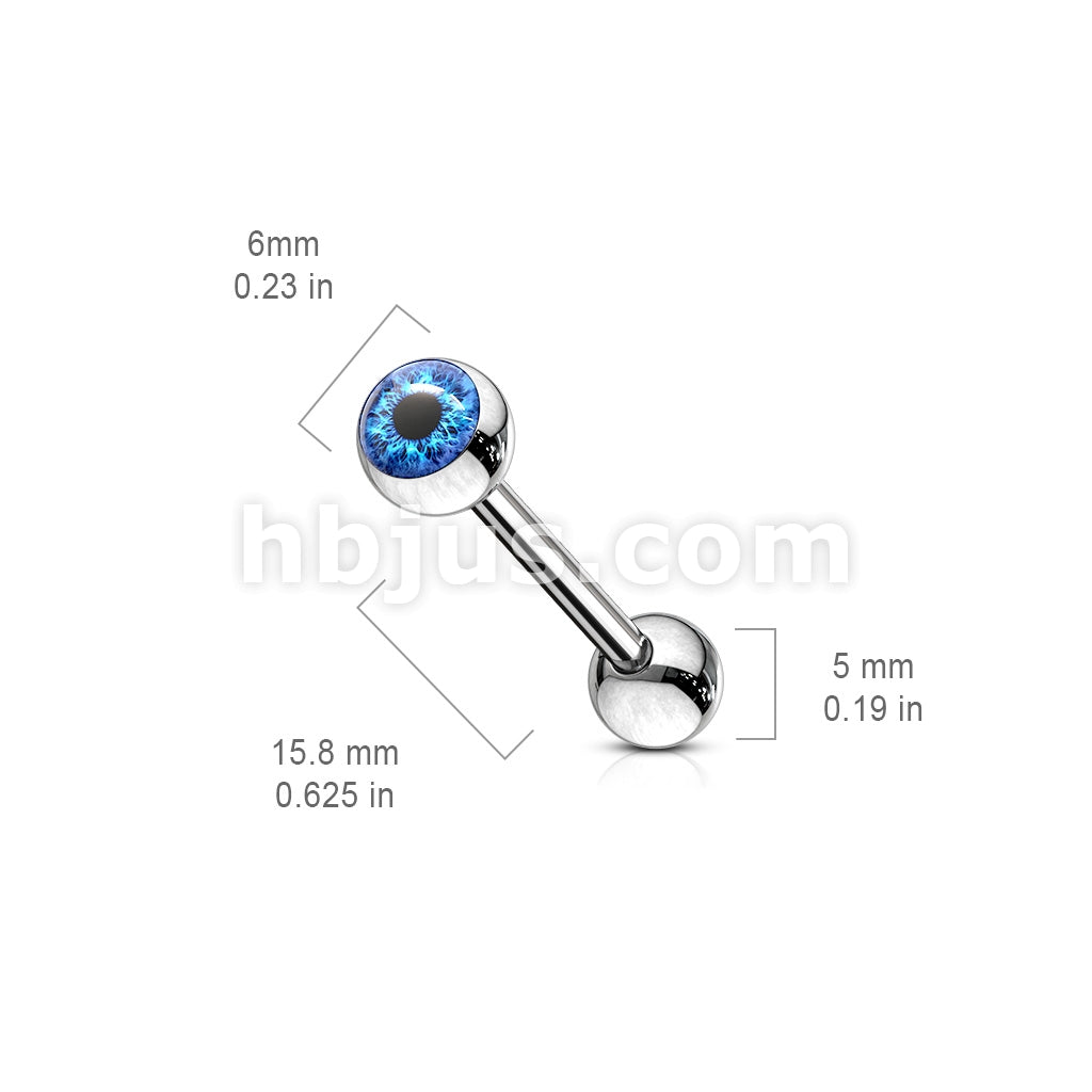Eyeball Inlaid 316L Surgical Steel Barbell Tongue Rings - Image 6