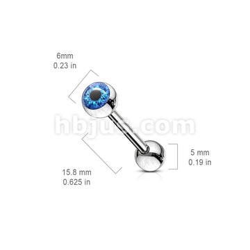 Eyeball Inlaid 316L Surgical Steel Barbell Tongue Rings - Image 6