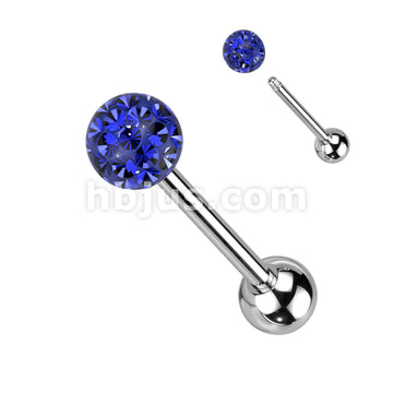 Clear Epoxy Over Multi Crystal Ferido Ball Top 316L Surgical Steel Barbell - Image 3