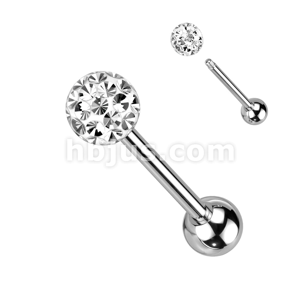 Clear Epoxy Over Multi Crystal Ferido Ball Top 316L Surgical Steel Barbell - Image 4