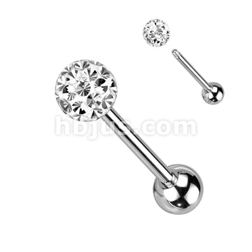 Clear Epoxy Over Multi Crystal Ferido Ball Top 316L Surgical Steel Barbell - Image 4