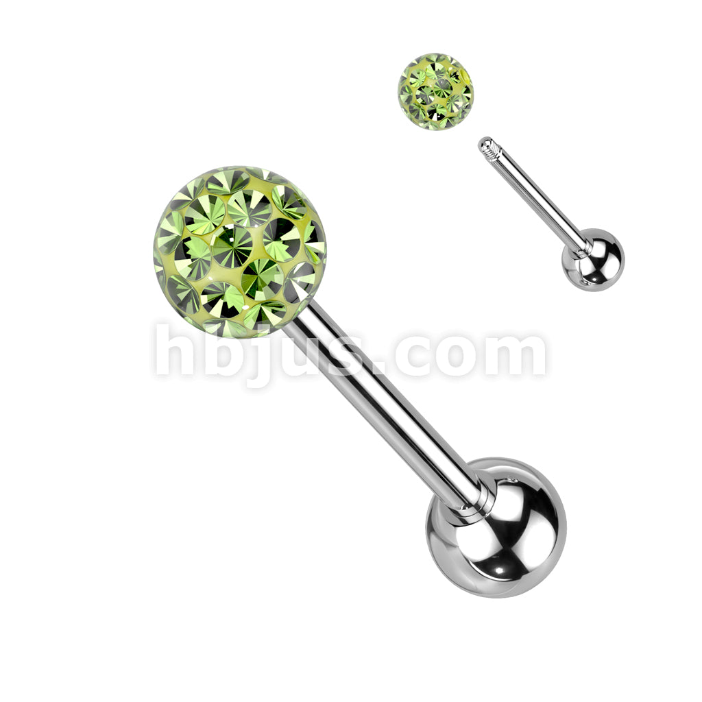 Clear Epoxy Over Multi Crystal Ferido Ball Top 316L Surgical Steel Barbell - Image 6