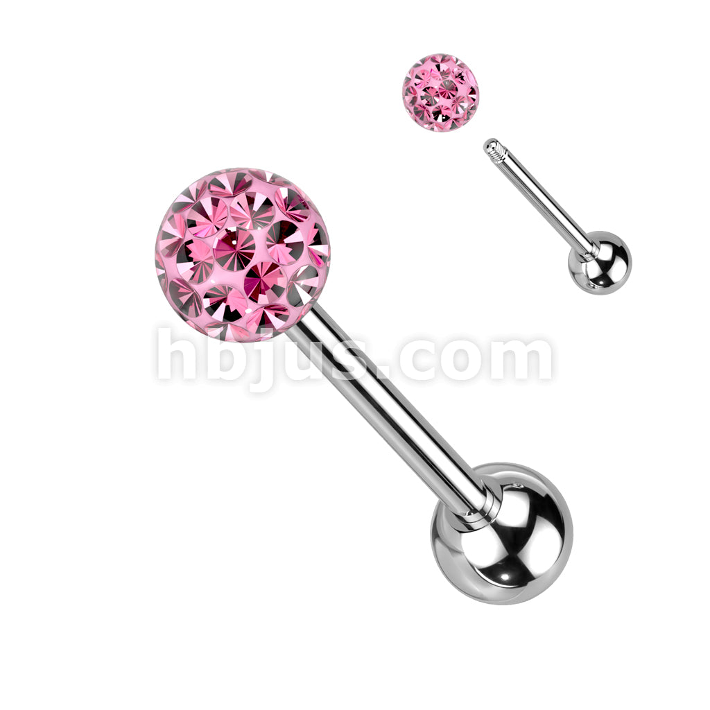 Clear Epoxy Over Multi Crystal Ferido Ball Top 316L Surgical Steel Barbell - Image 7