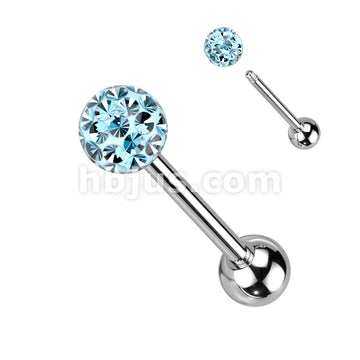 Clear Epoxy Over Multi Crystal Ferido Ball Top 316L Surgical Steel Barbell - Image 8