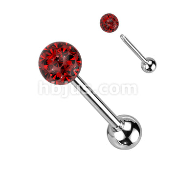 Clear Epoxy Over Multi Crystal Ferido Ball Top 316L Surgical Steel Barbell - Image 9