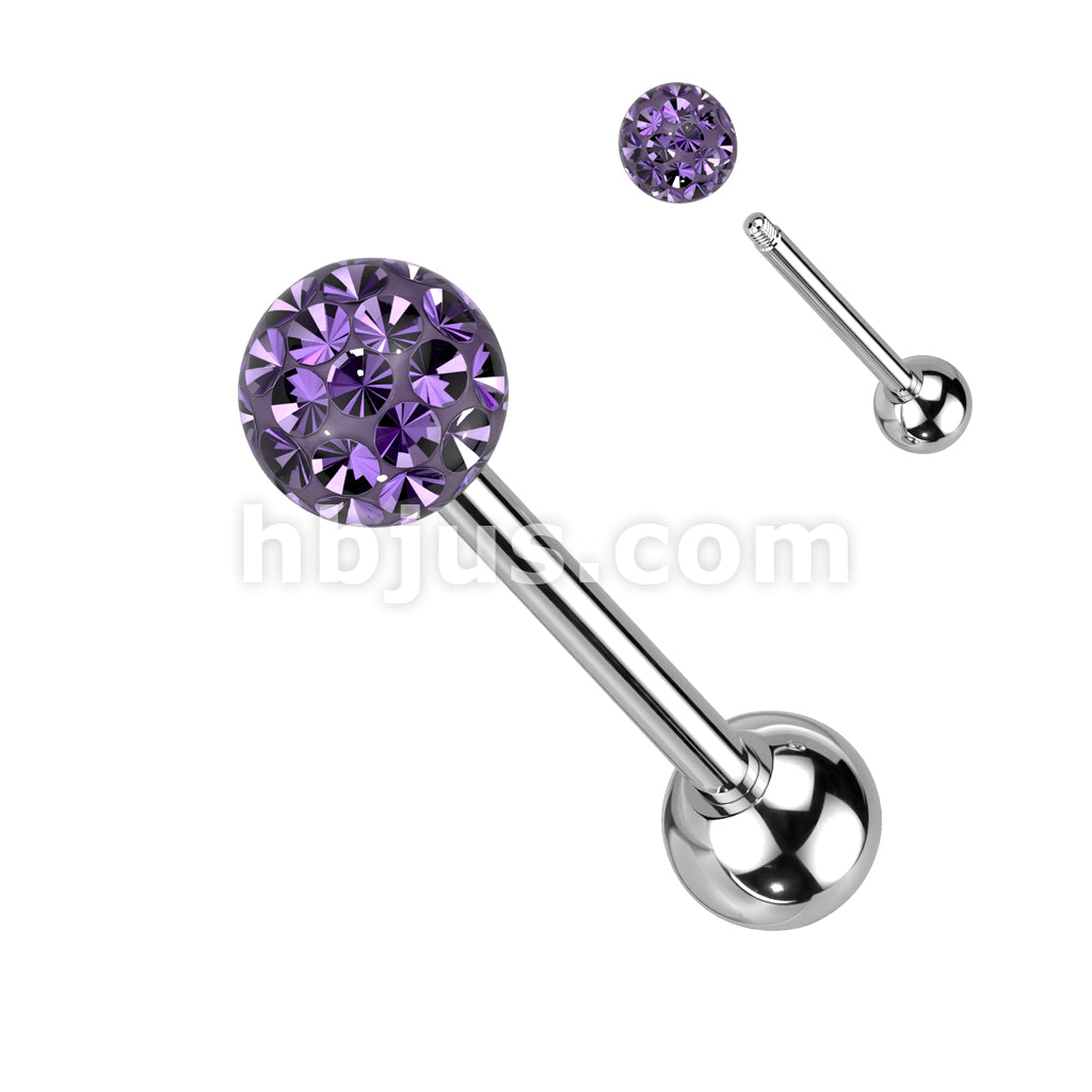 Clear Epoxy Over Multi Crystal Ferido Ball Top 316L Surgical Steel Barbell - Image 10