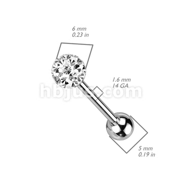 Clear Epoxy Over Multi Crystal Ferido Ball Top 316L Surgical Steel Barbell - Image 11