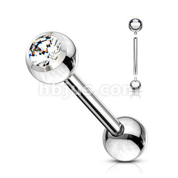 Internally Threaded 316L Surgical Steel Barbell with CZ Ball