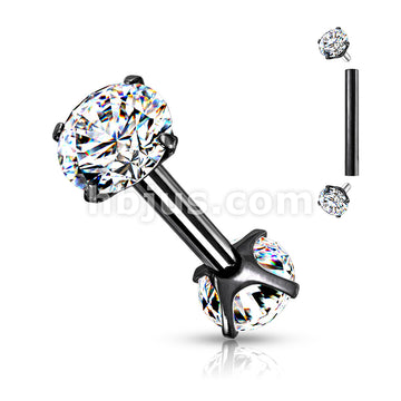 316L Surgical Steel Internally Threaded Barbells with Prong Set CZ On... - Image 8