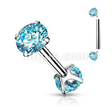 316L Surgical Steel Internally Threaded Barbells with Prong Set CZ On... - Image 6