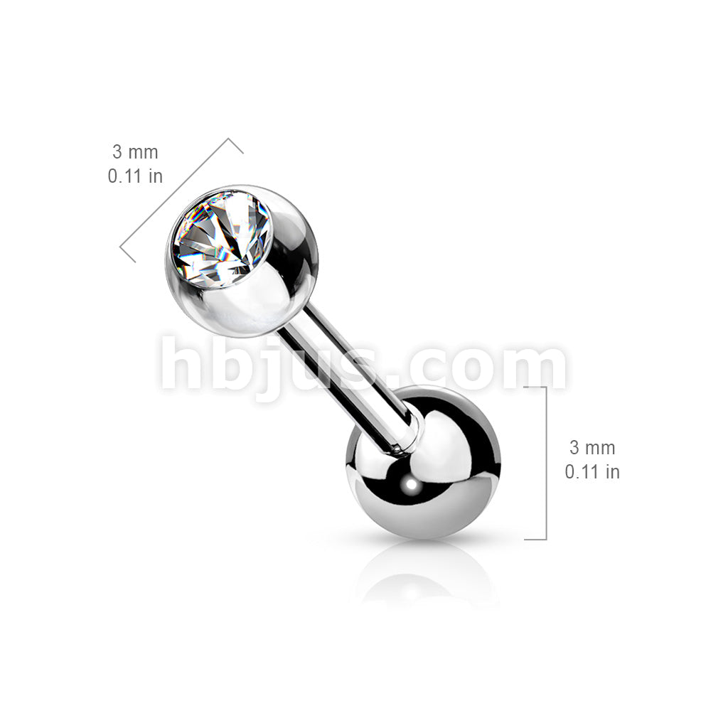 CZ Bezel Set Balls on Both Sides Internally Threaded 316L Surgical... - Image 3