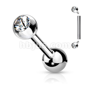 CZ Bezel Set Balls on Both Sides Internally Threaded 316L Surgical... - Image 2