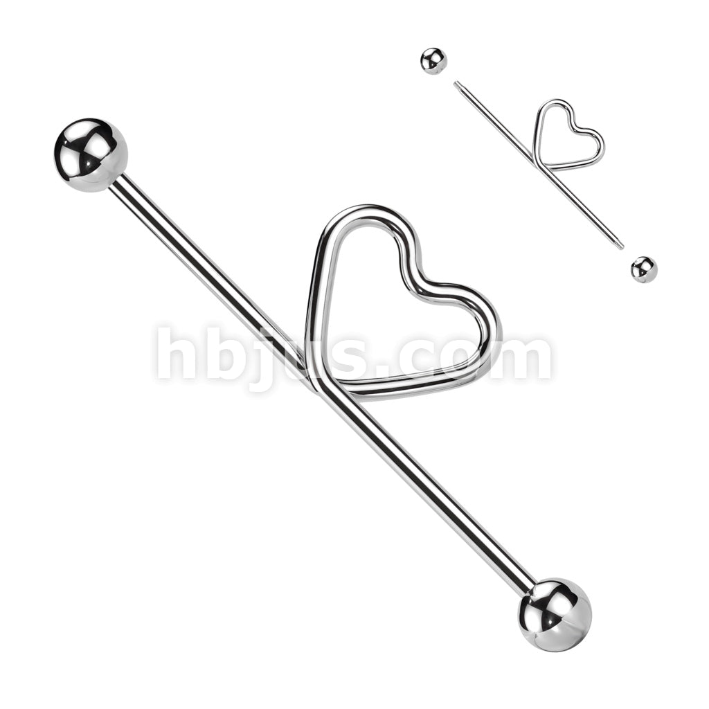Heart Loop Industrial Barbell 316L Surgical Steel - Image 2