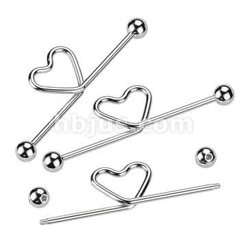 Heart Loop Industrial Barbell 316L Surgical Steel