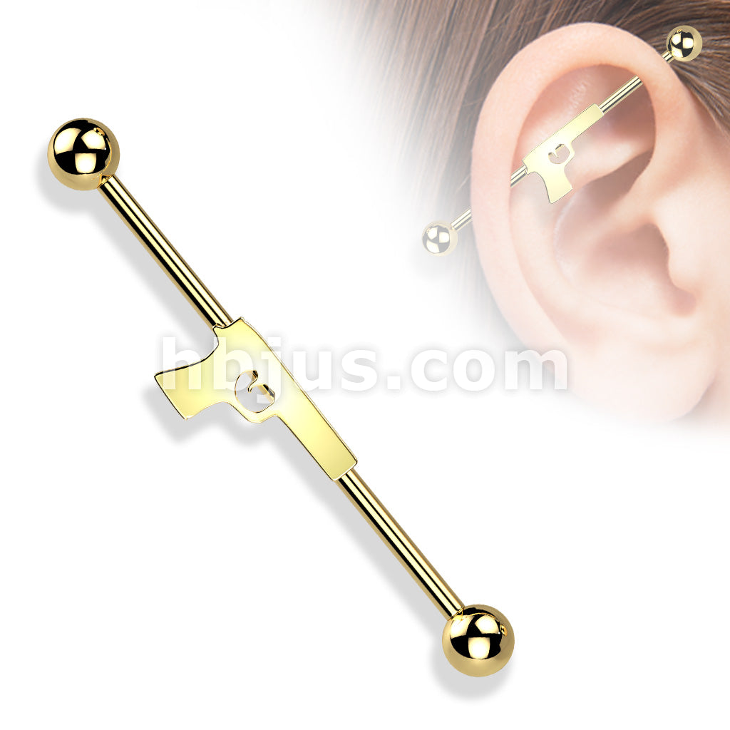 316L Surgical Steel Hand Gun Industrial Barbell - Image 3