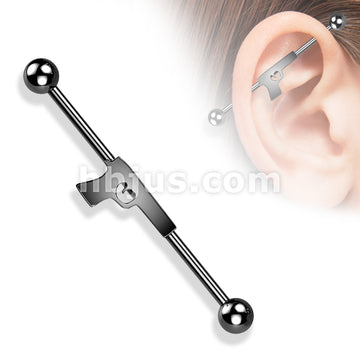 316L Surgical Steel Hand Gun Industrial Barbell - Image 4