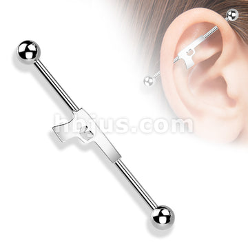 316L Surgical Steel Hand Gun Industrial Barbell - Image 5