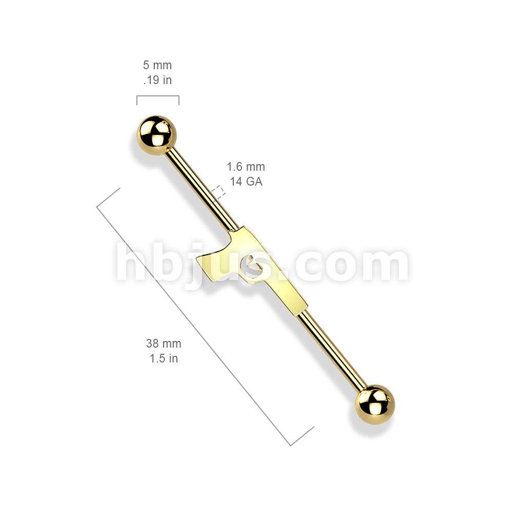 316L Surgical Steel Hand Gun Industrial Barbell - Image 6