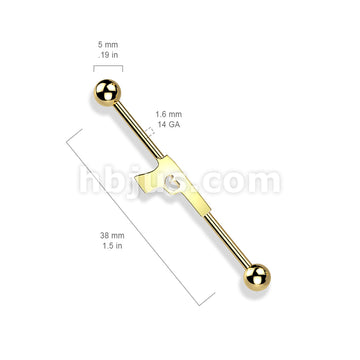 316L Surgical Steel Hand Gun Industrial Barbell - Image 6