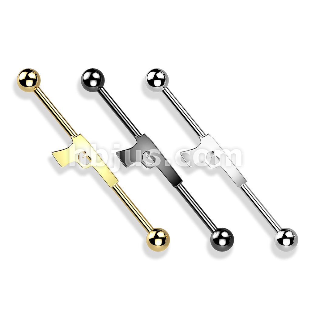 316L Surgical Steel Hand Gun Industrial Barbell - Image 7