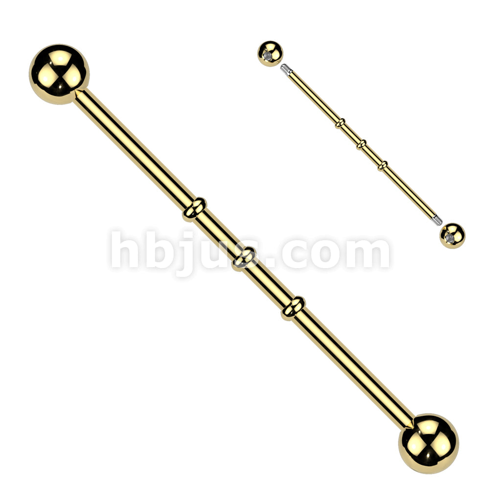 Triple Notched Industrial Barbell Titanium IP Over 316L Surgical Steel... - Image 2