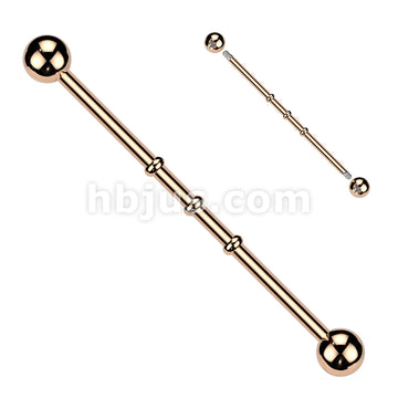 Triple Notched Industrial Barbell Titanium IP Over 316L Surgical Steel... - Image 4