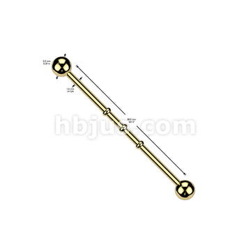 Triple Notched Industrial Barbell Titanium IP Over 316L Surgical Steel... - Image 6
