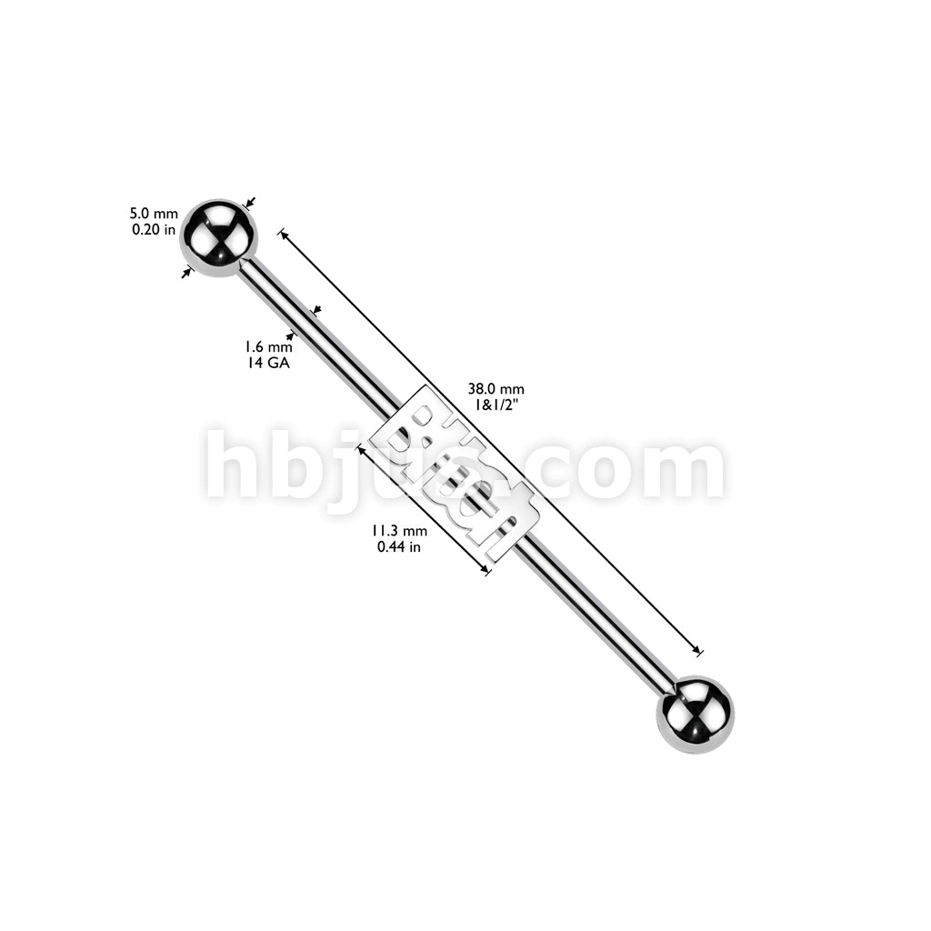 316L Surgical Steel "Bitch" Industrial Barbell - Image 3