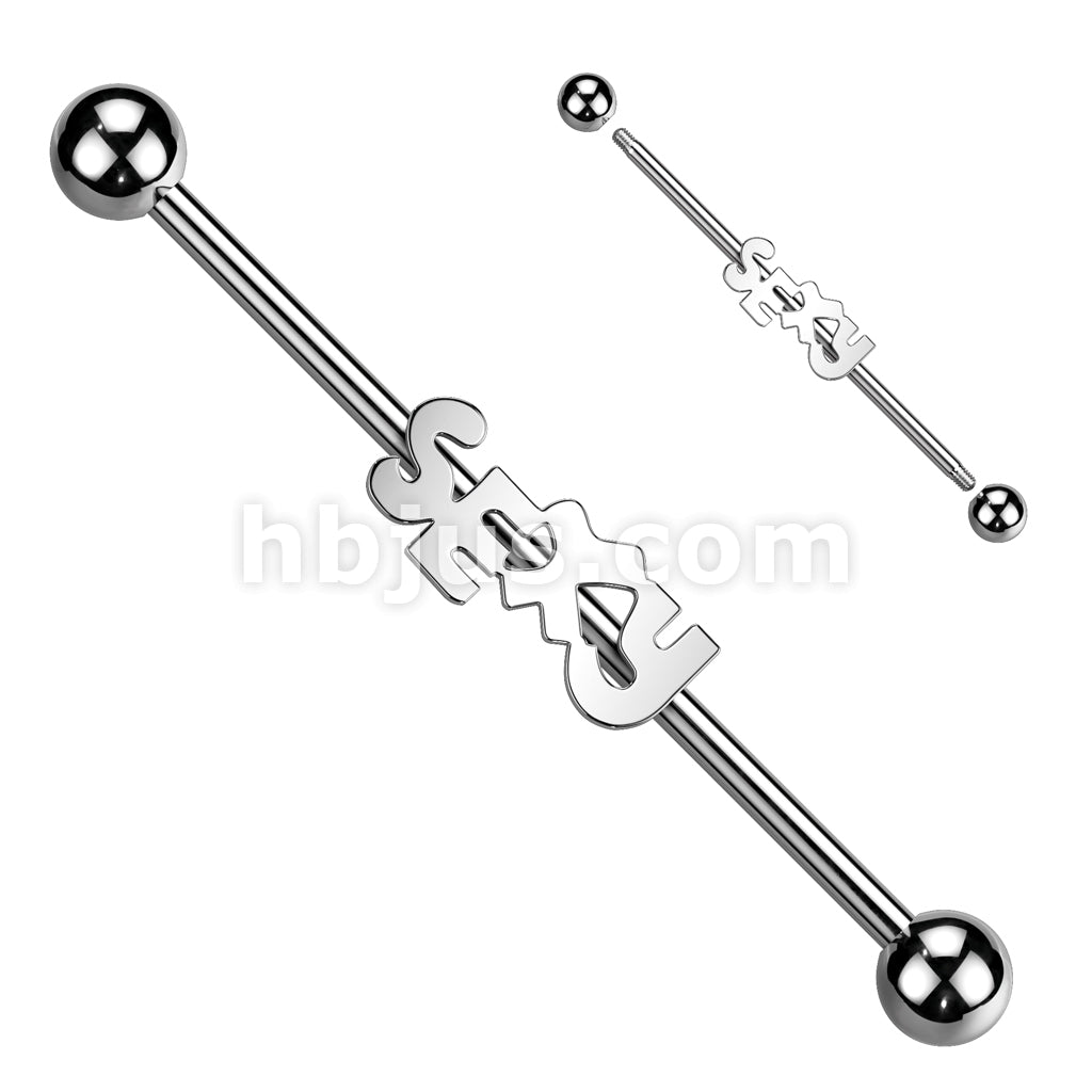 316L Surgical Steel "Sexy" Industrial Barbell - Image 2