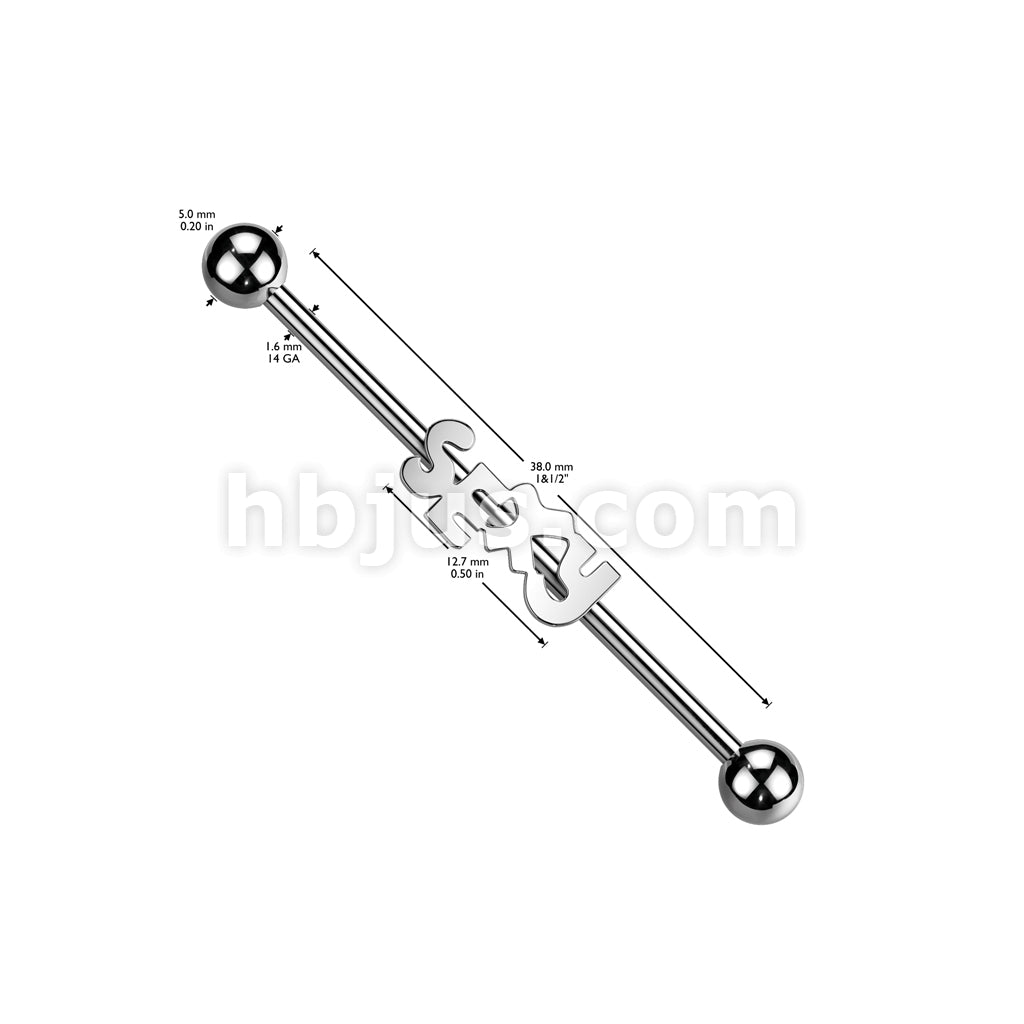 316L Surgical Steel "Sexy" Industrial Barbell - Image 3