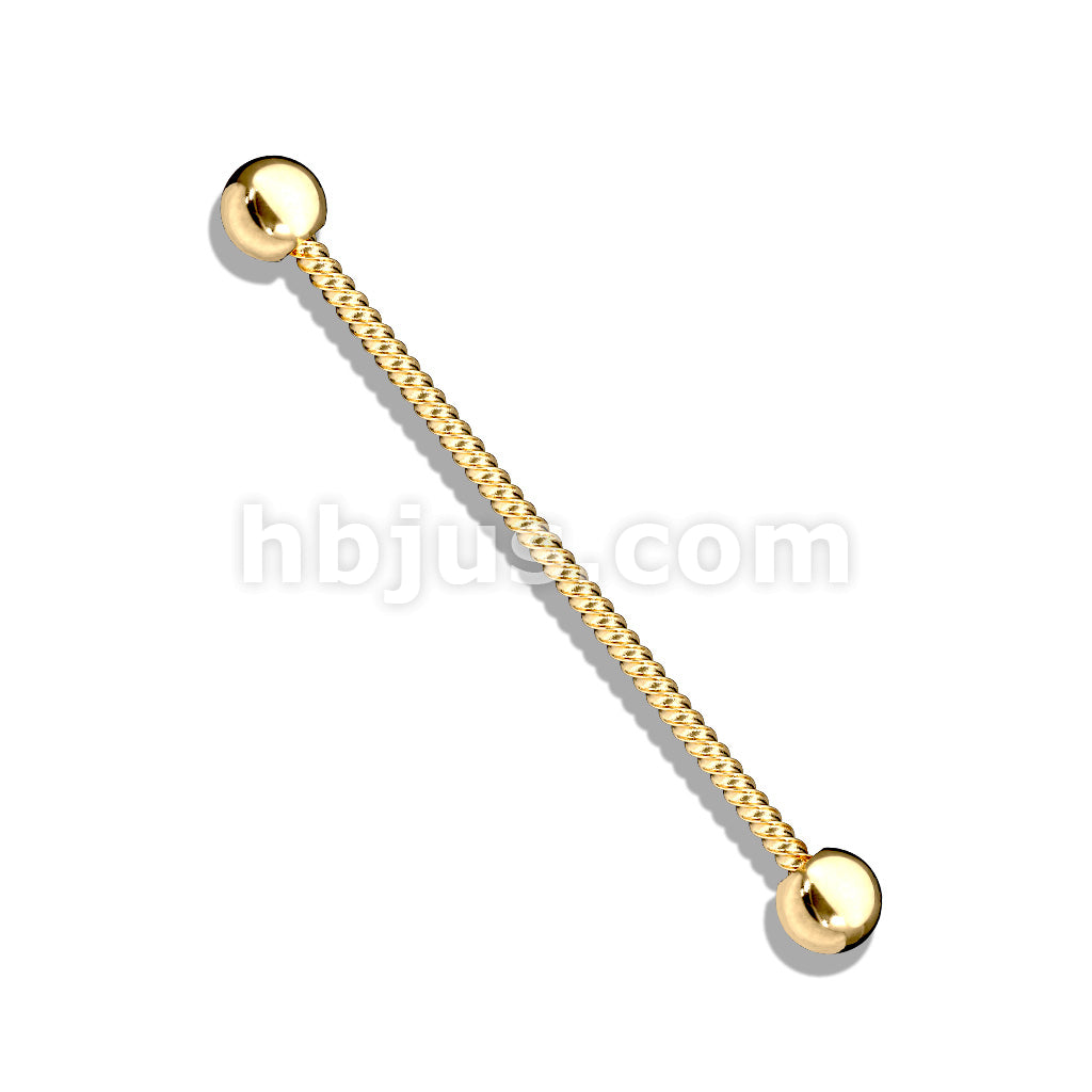 Twisted Rope 316L Surgical Steel Industrial Barbell - Image 3