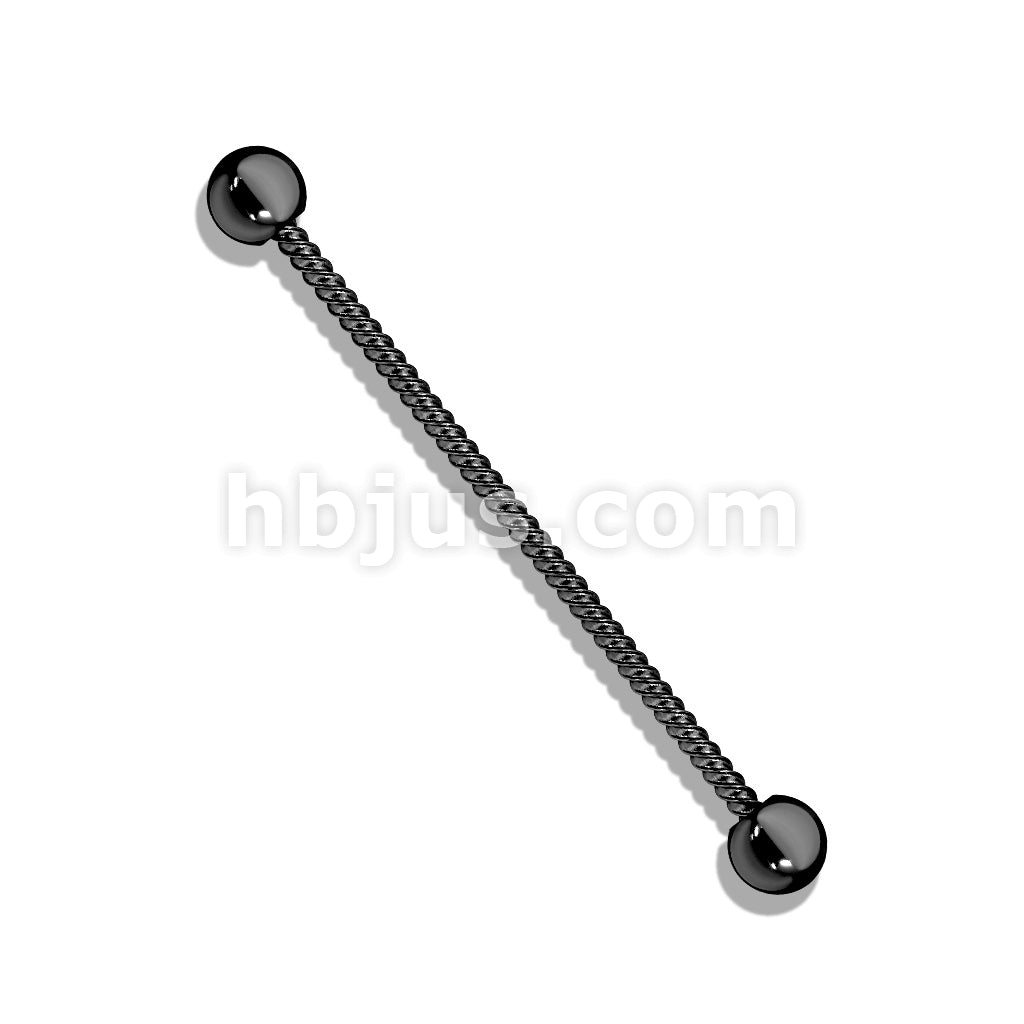 Twisted Rope 316L Surgical Steel Industrial Barbell - Image 4