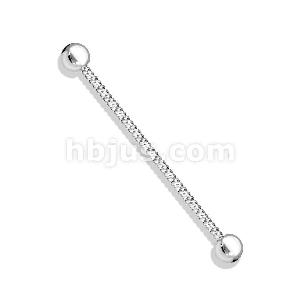 Twisted Rope 316L Surgical Steel Industrial Barbell - Image 6