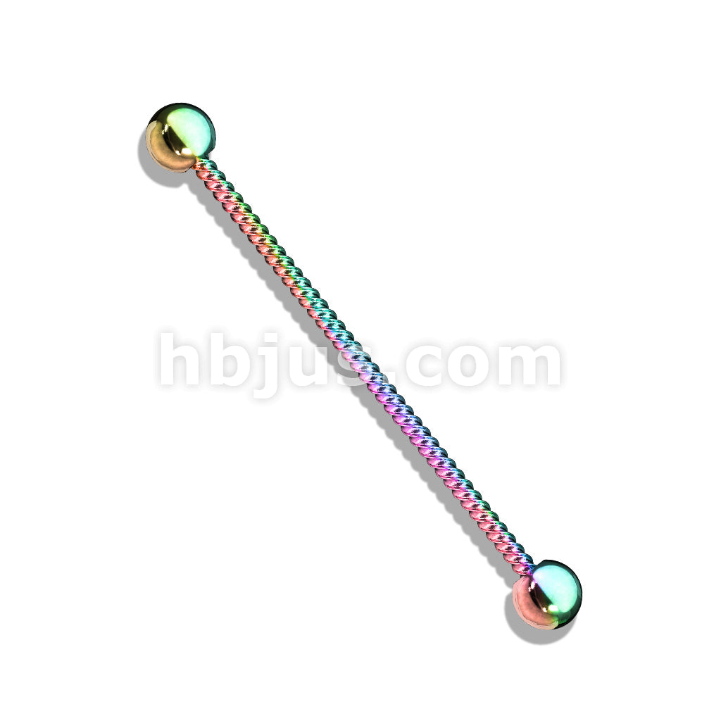Twisted Rope 316L Surgical Steel Industrial Barbell - Image 7