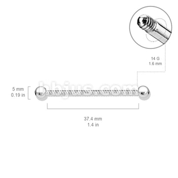 Twisted Rope 316L Surgical Steel Industrial Barbell - Image 8