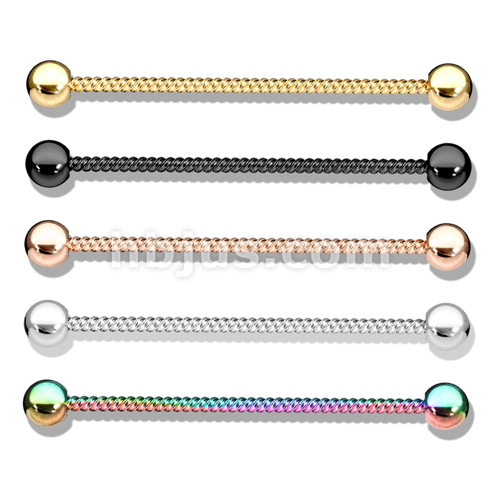 Twisted Rope 316L Surgical Steel Industrial Barbell - Image 9